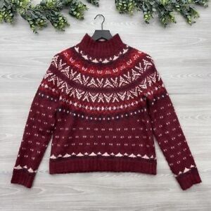 NWT Women’s Nordic Print Burgundy Sweater Size S American Eagle